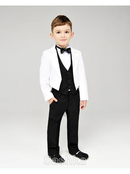Костюм ошатний для хлопчика Фрак біло-чорний Sashka, розмір 98-164